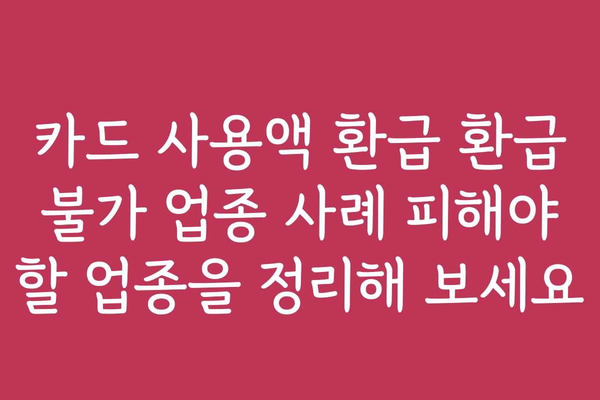 카드 사용액 환급 환급 불가 업종 사례 피해야 할 업종을 정리해 보세요