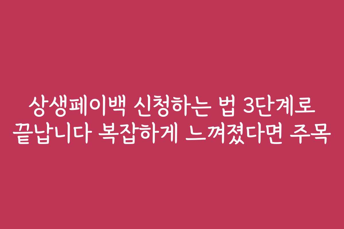 상생페이백 신청하는 법 3단계로 끝납니다 복잡하게 느껴졌다면 주목