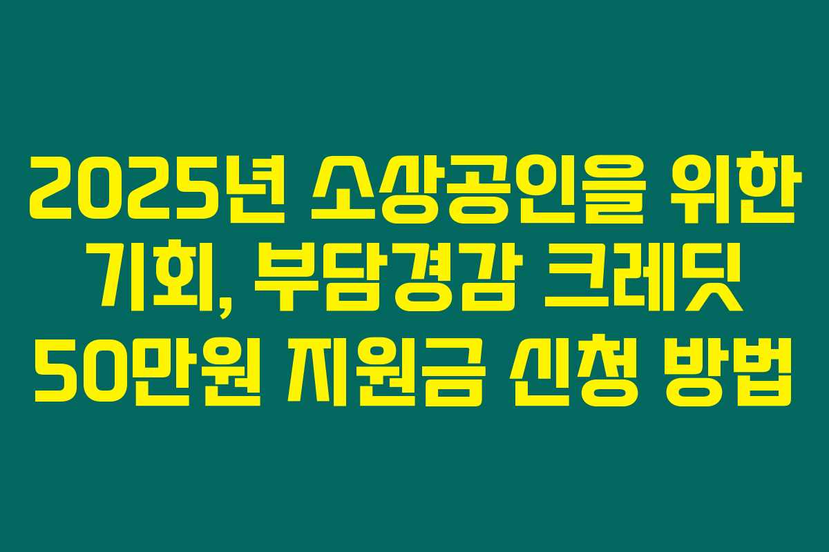 2025년 소상공인을 위한 기회, 부담경감 크레딧 50만원 지원금 신청 방법 2025년 소상공인을 위한 기회, 부담경감 크레딧 50만원 지원금 신청 방법