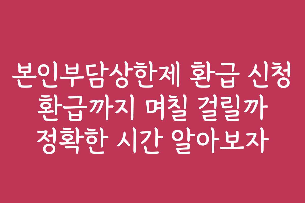 본인부담상한제 환급 신청 환급까지 며칠 걸릴까 정확한 시간 알아보자