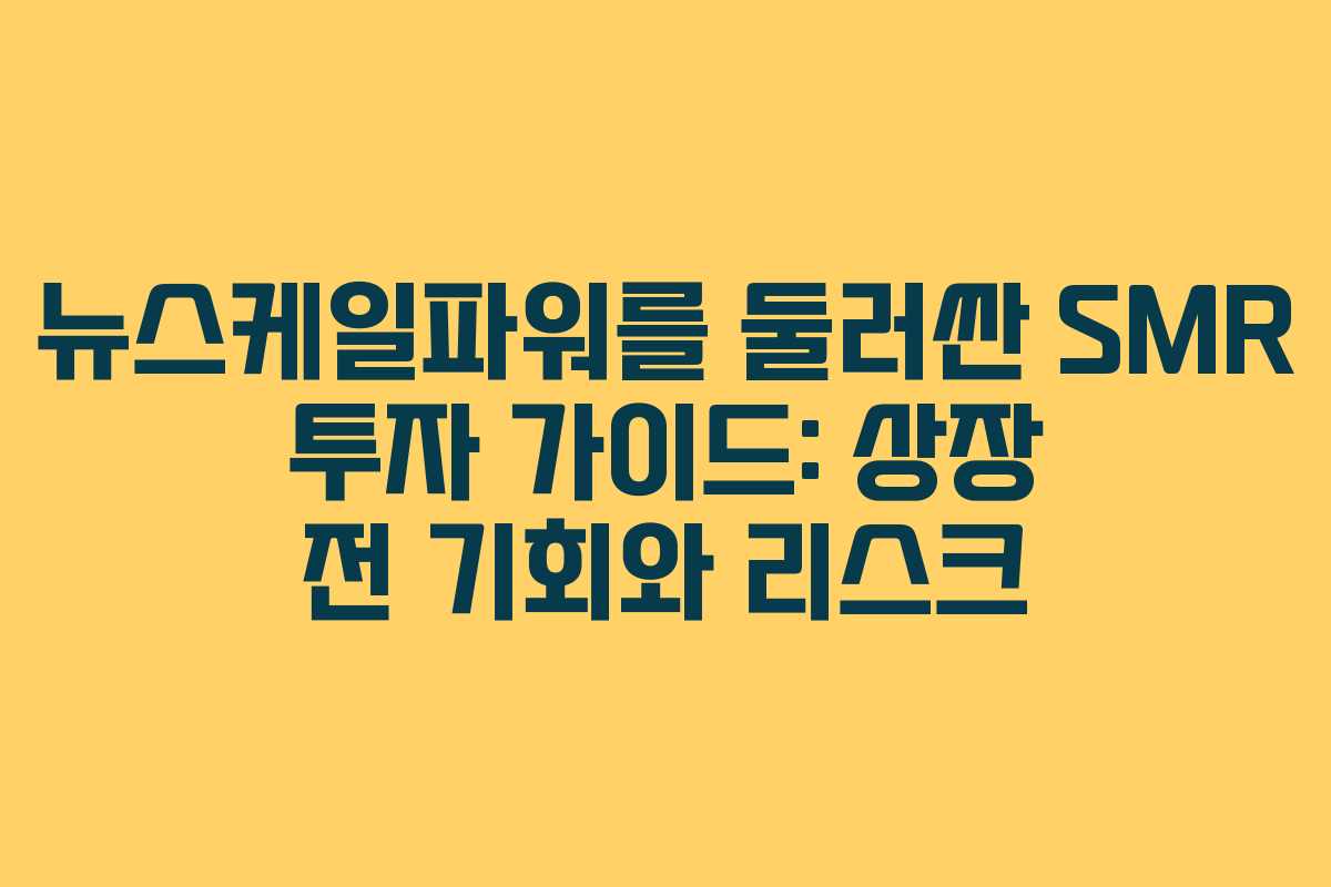 뉴스케일파워를 둘러싼 SMR 투자 가이드: 상장 전 기회와 리스크