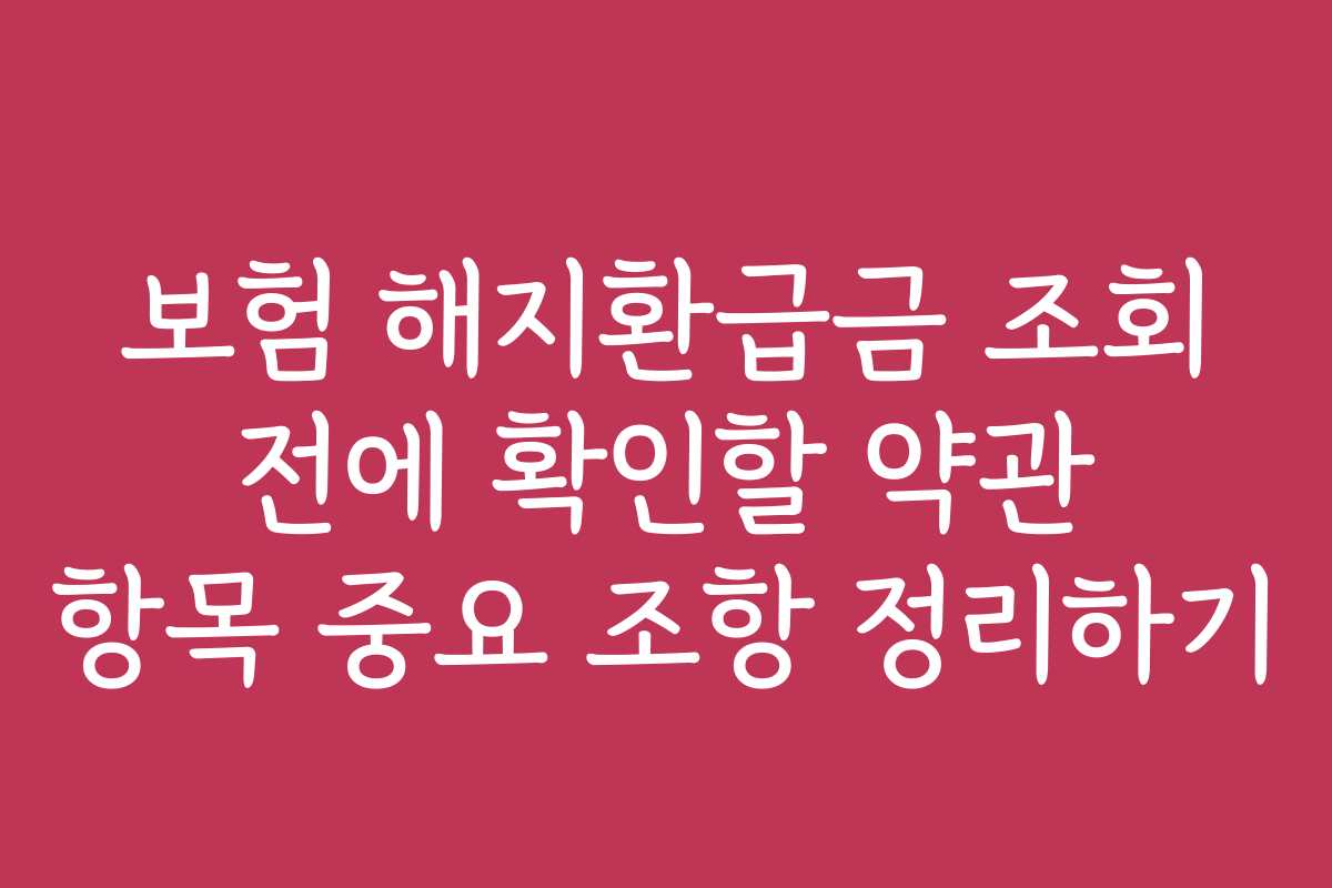 보험 해지환급금 조회 전에 확인할 약관 항목 중요 조항 정리하기