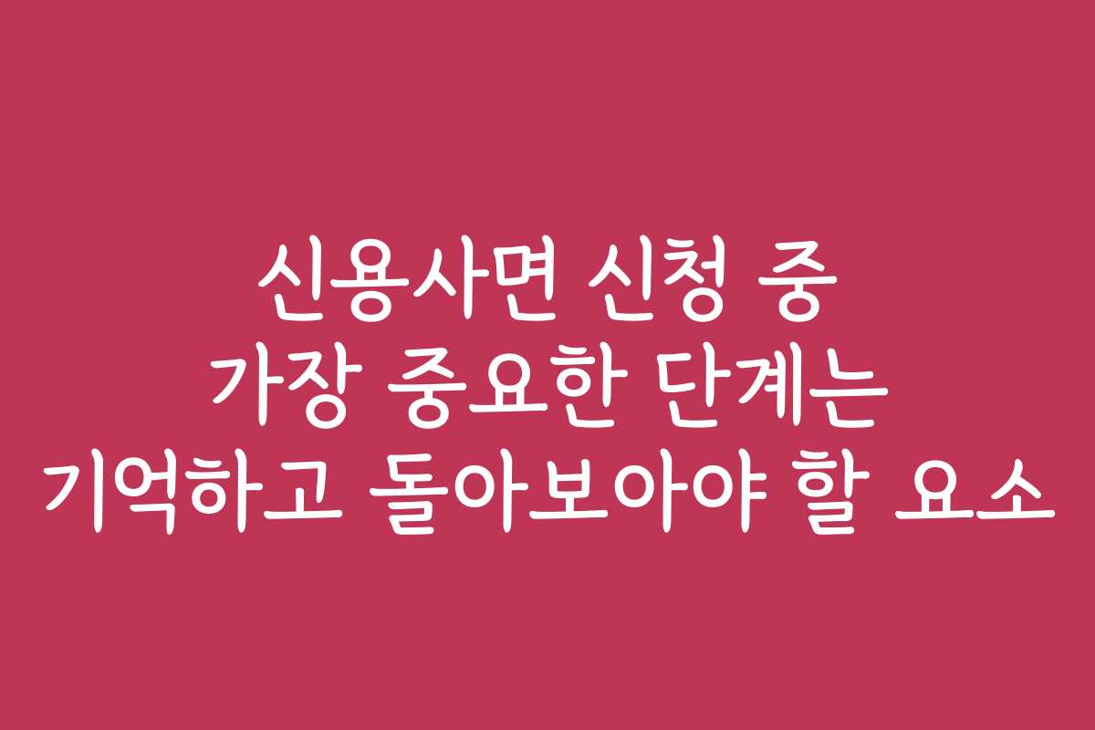 신용사면 신청 중 가장 중요한 단계는 기억하고 돌아보아야 할 요소