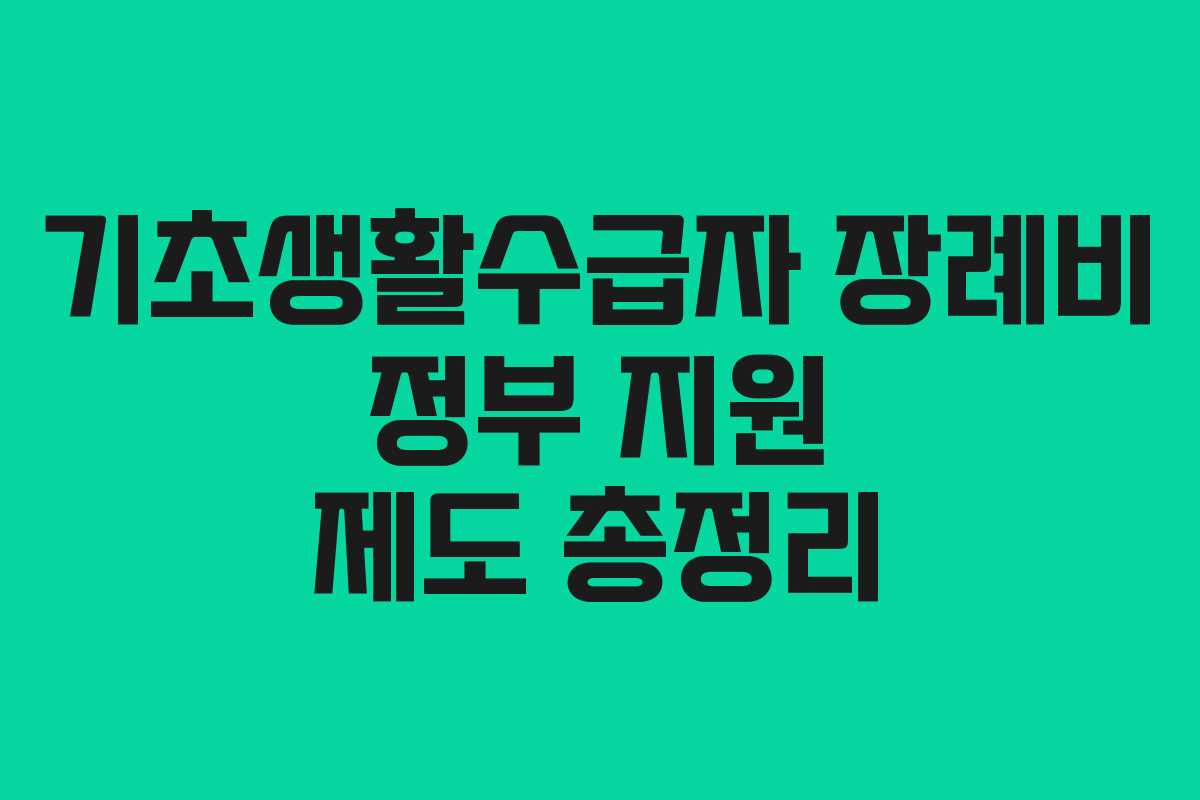 기초생활수급자 장례비 정부 지원 제도 총정리