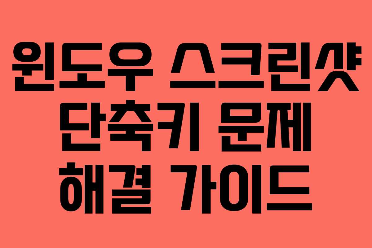윈도우 스크린샷 단축키 문제 해결 가이드