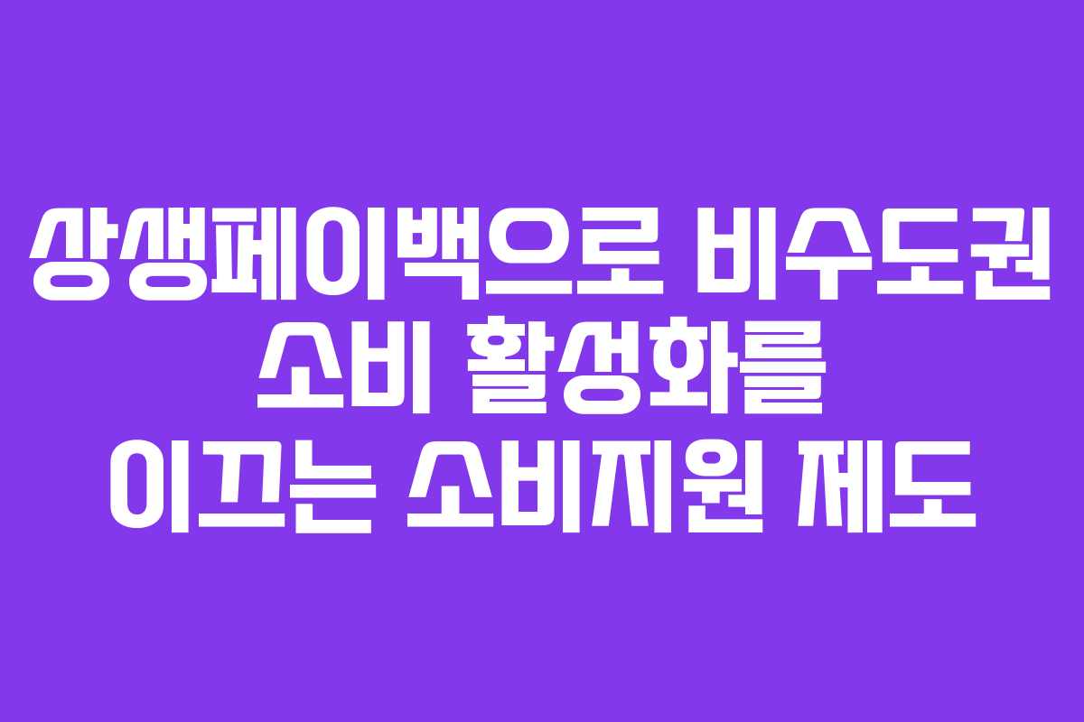상생페이백으로 비수도권 소비 활성화를 이끄는 소비지원 제도