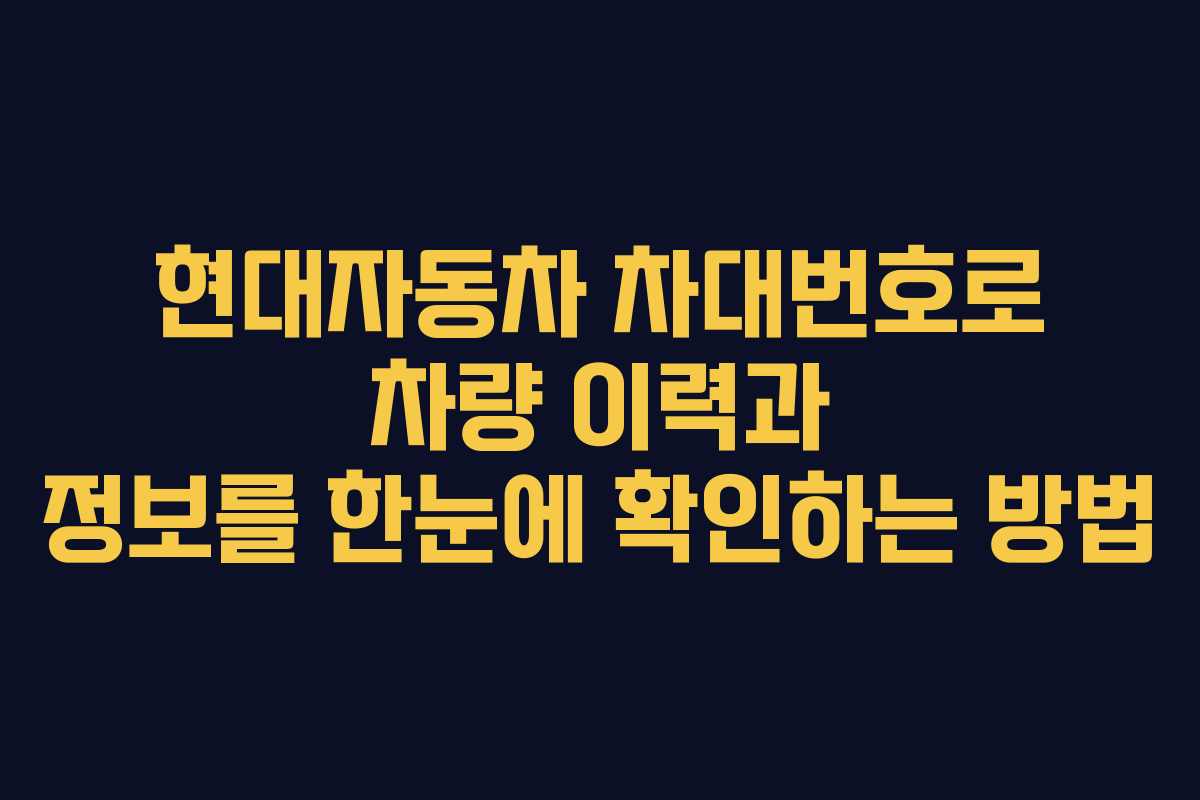 현대자동차 차대번호로 차량 이력과 정보를 한눈에 확인하는 방법