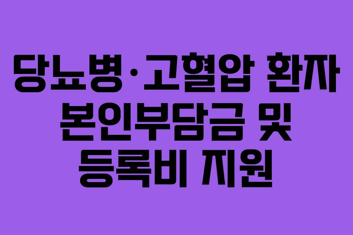 당뇨병·고혈압 환자 본인부담금 및 등록비 지원