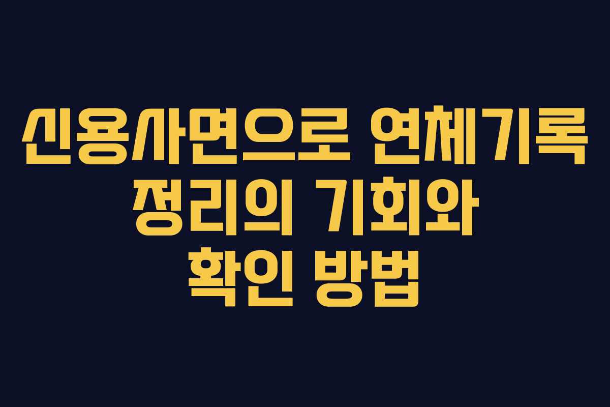 신용사면으로 연체기록 정리의 기회와 확인 방법