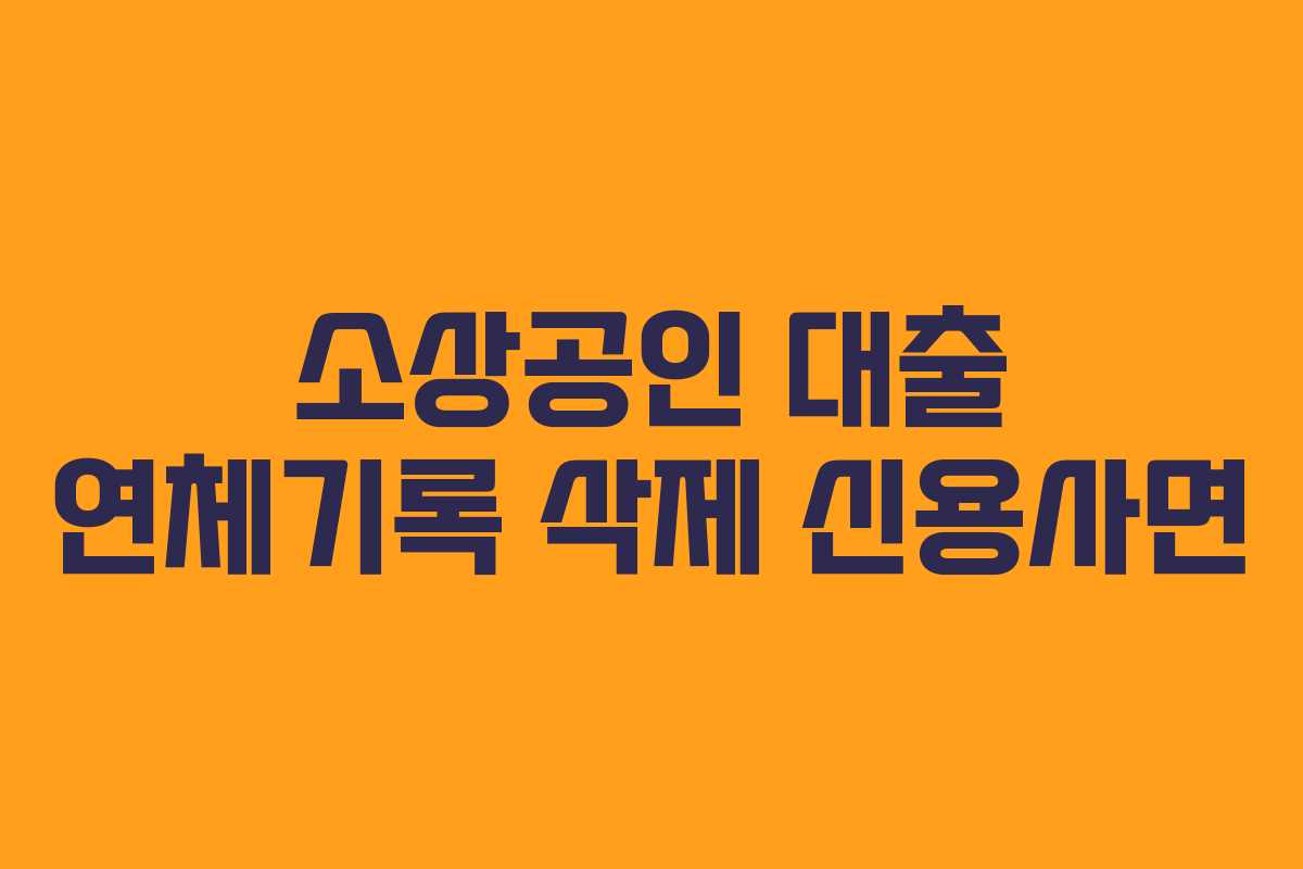 소상공인 대출 연체기록 삭제 신용사면