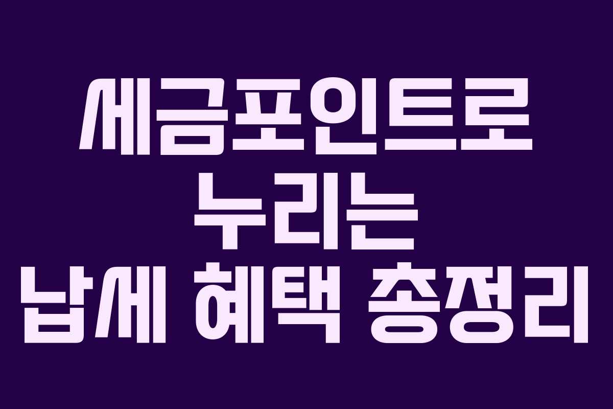세금포인트로 누리는 납세 혜택 총정리