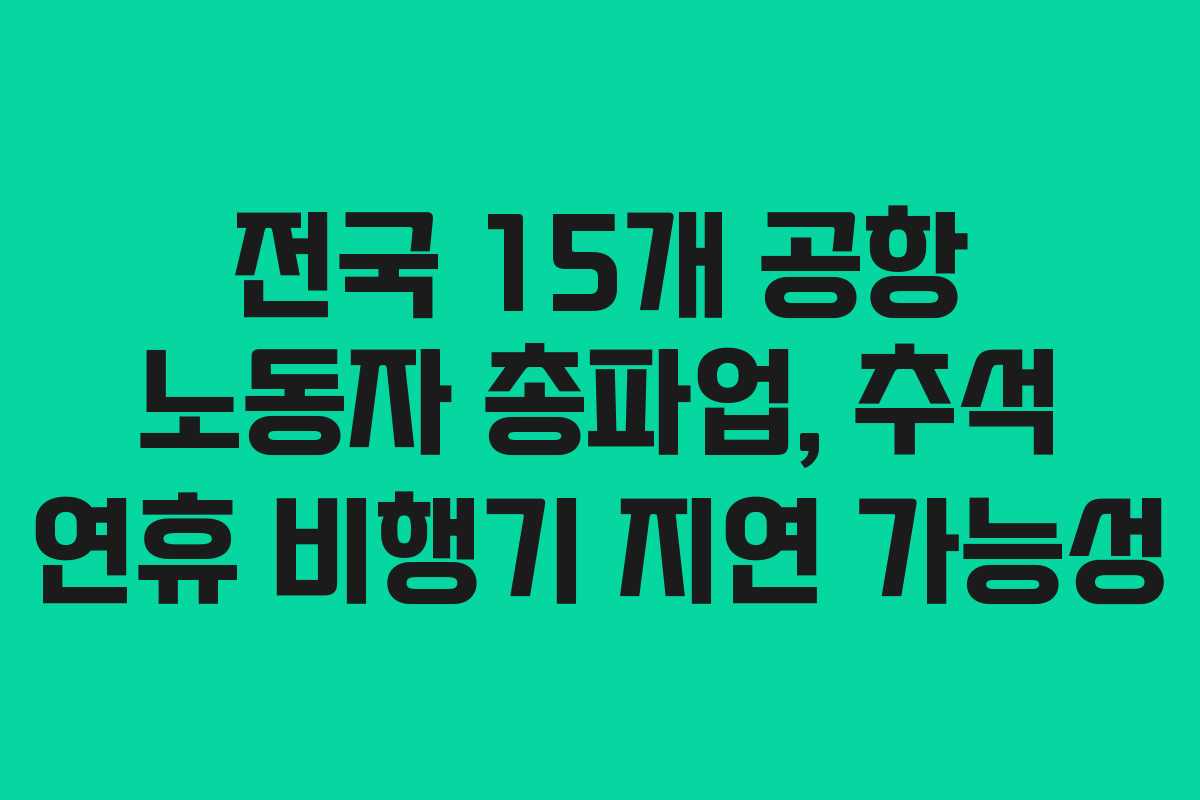 전국 15개 공항 노동자 총파업, 추석 연휴 비행기 지연 가능성