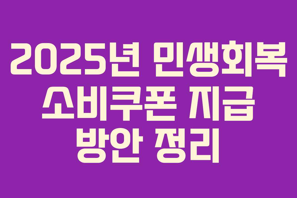 2025년 민생회복 소비쿠폰 지급 방안 정리