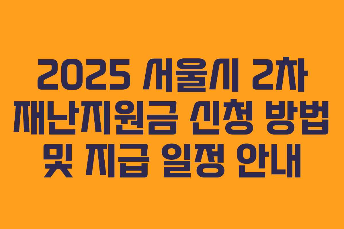 2025 서울시 2차 재난지원금 신청 방법 및 지급 일정 안내