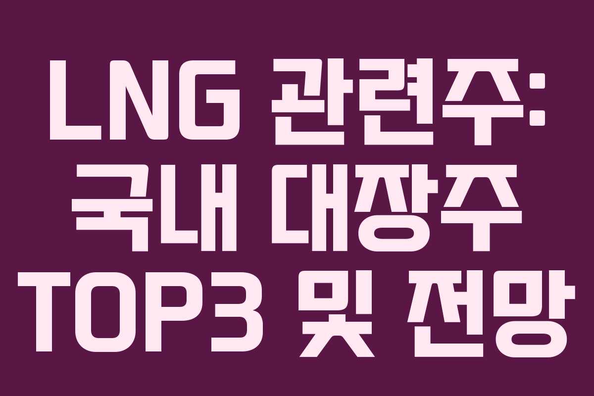 LNG 관련주: 국내 대장주 TOP3 및 전망