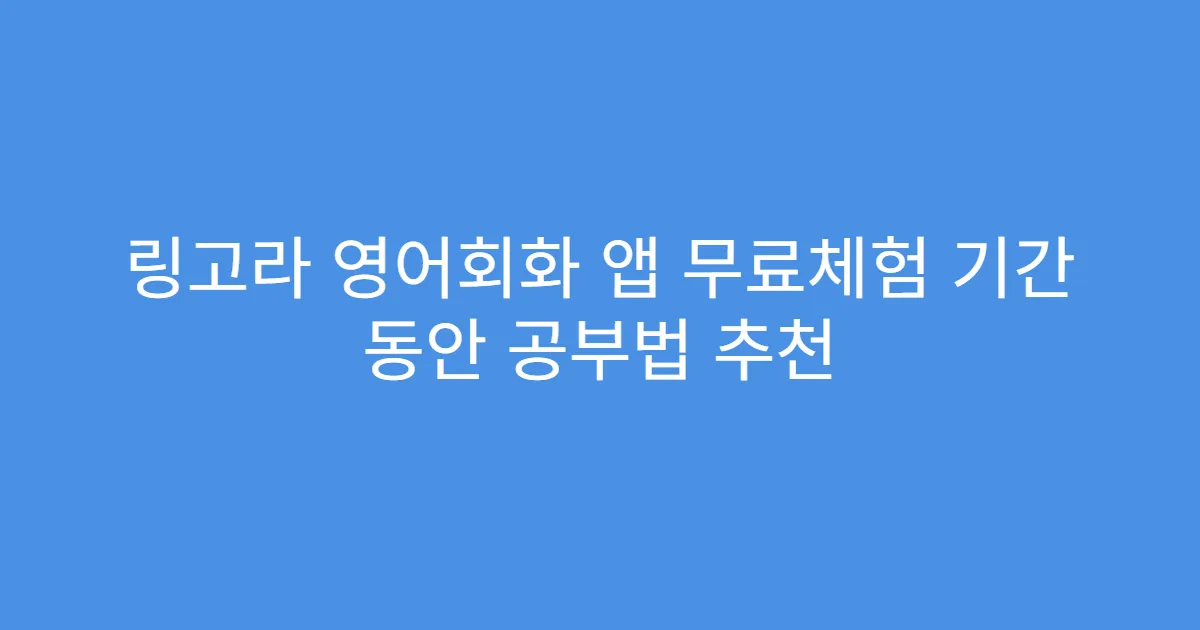 링고라 영어회화 앱 무료체험 기간 동안 공부법 추천