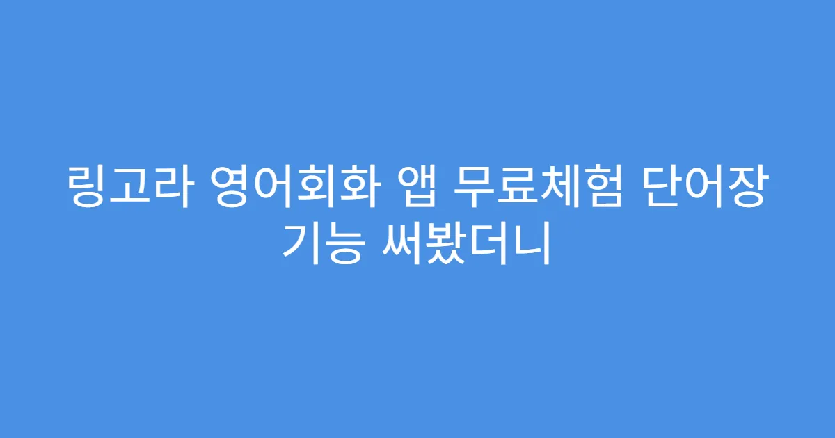 링고라 영어회화 앱 무료체험 단어장 기능 써봤더니