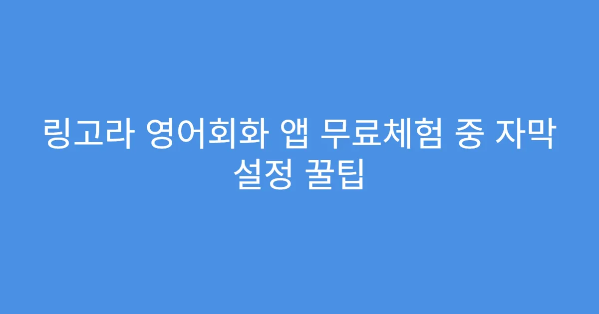 링고라 영어회화 앱 무료체험 중 자막 설정 꿀팁