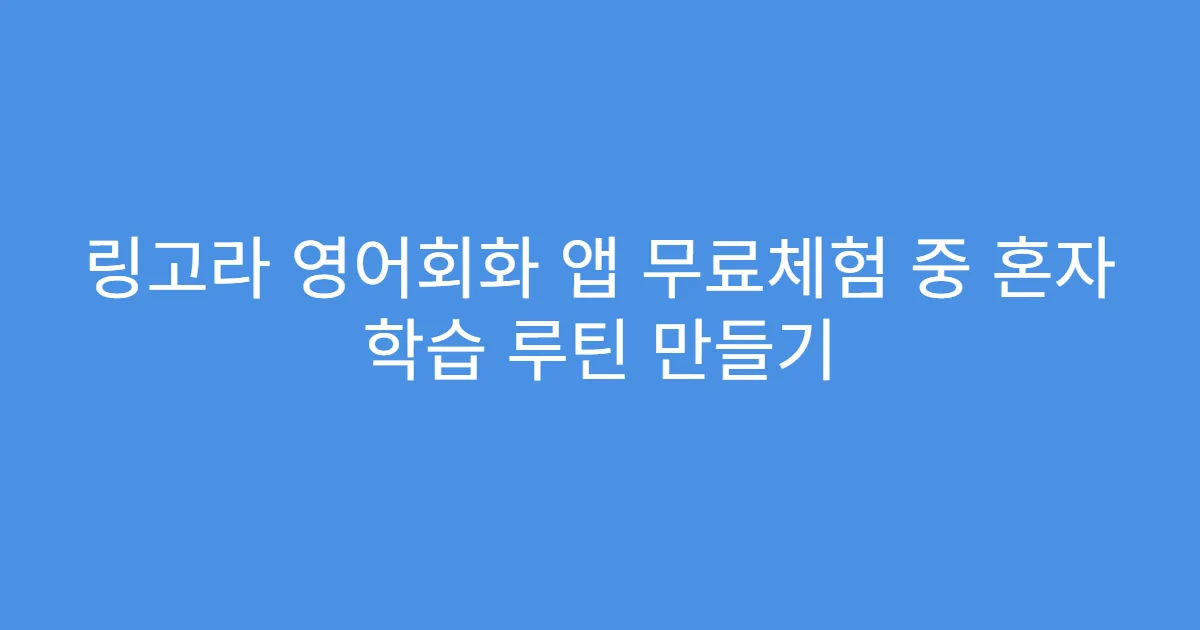 링고라 영어회화 앱 무료체험 중 혼자 학습 루틴 만들기