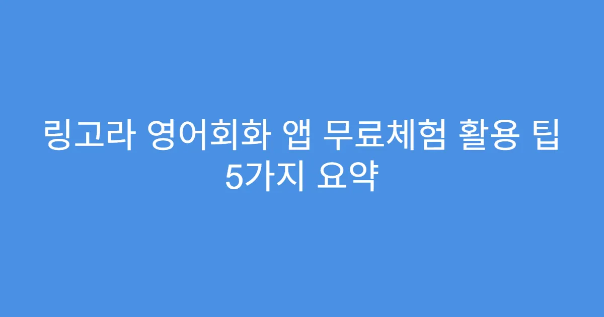 링고라 영어회화 앱 무료체험 활용 팁 5가지 요약