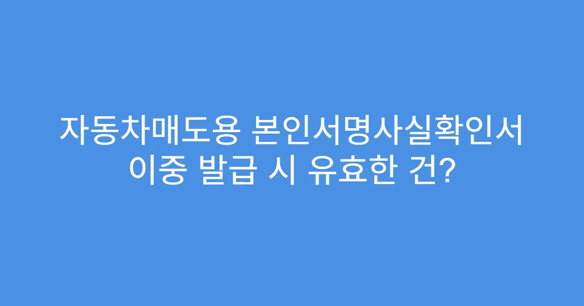 자동차매도용 본인서명사실확인서 이중 발급 시 유효한 건?