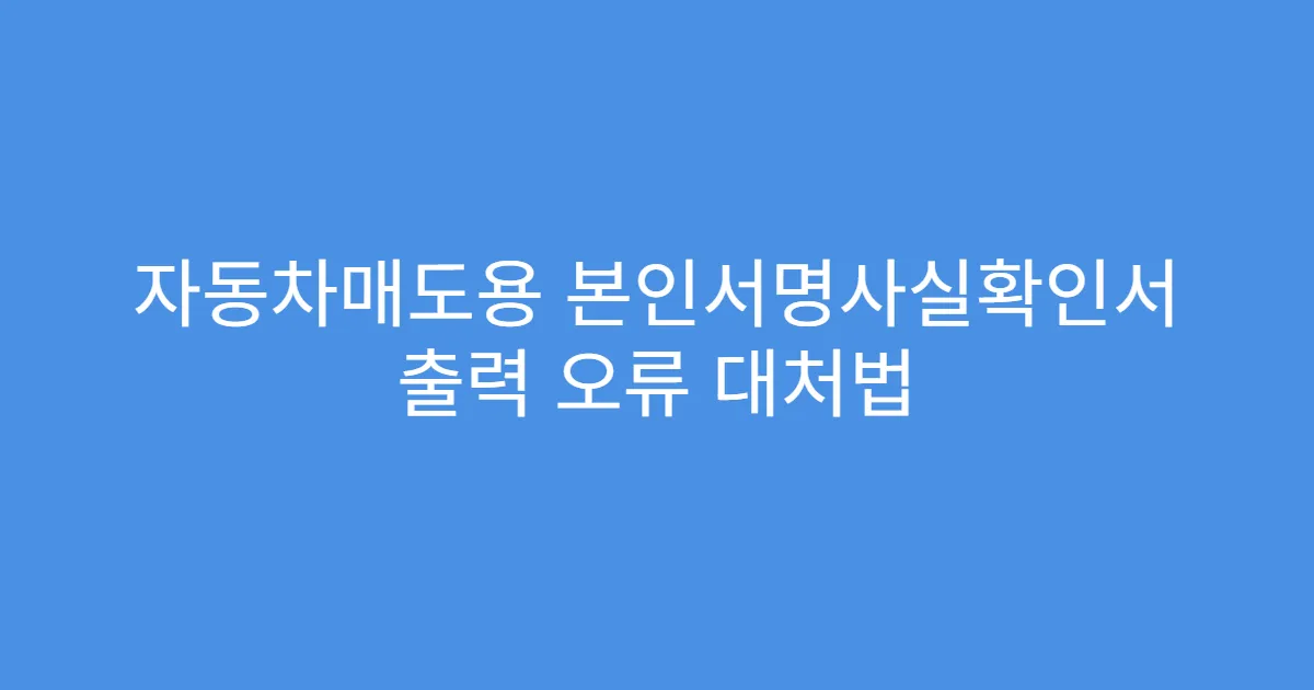 자동차매도용 본인서명사실확인서 출력 오류 대처법
