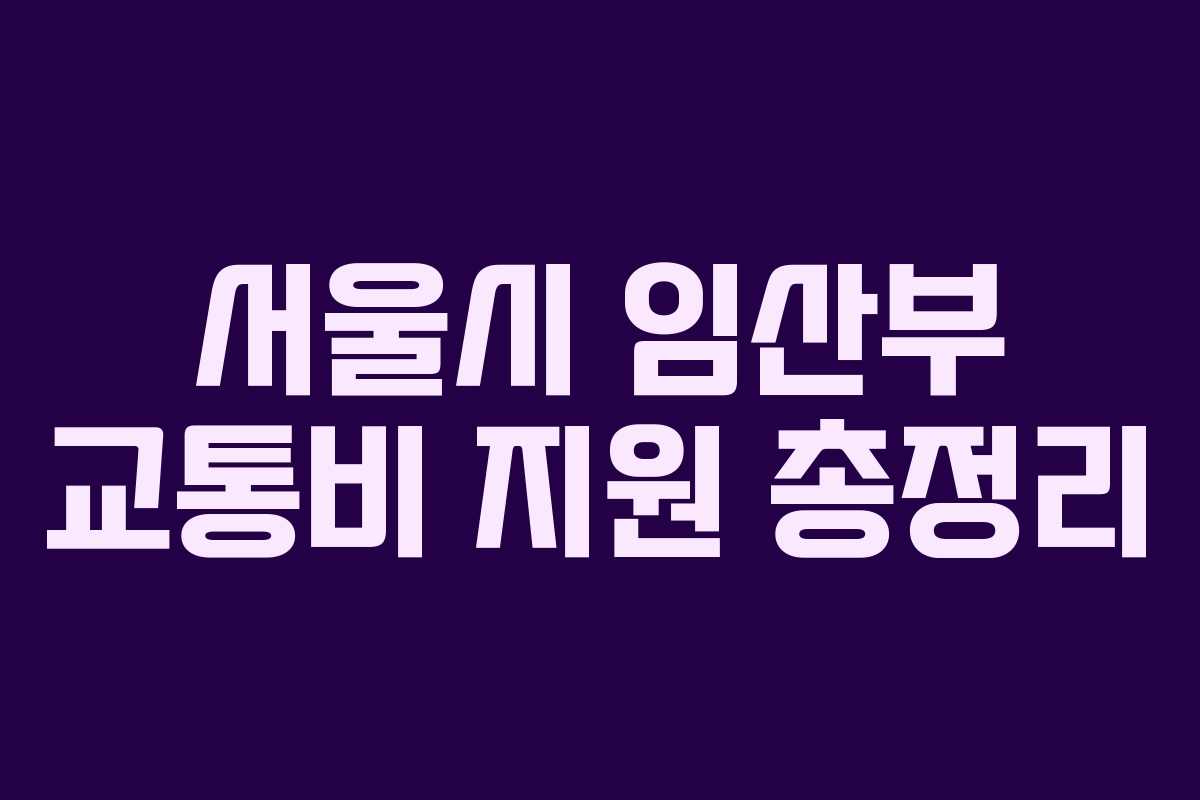 서울시 임산부 교통비 지원 총정리