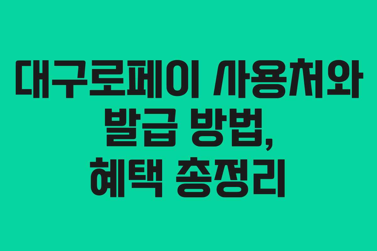 대구로페이 사용처와 발급 방법, 혜택 총정리