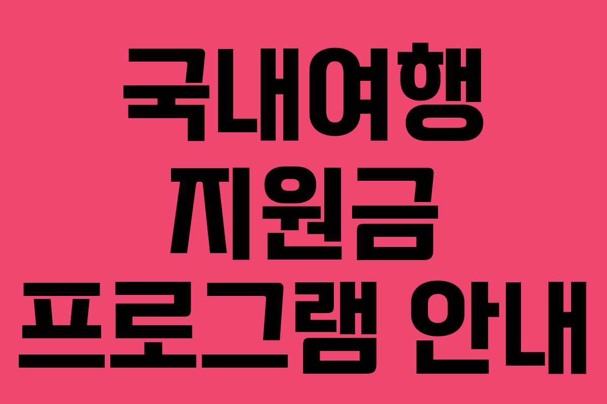 국내여행 지원금 프로그램 안내