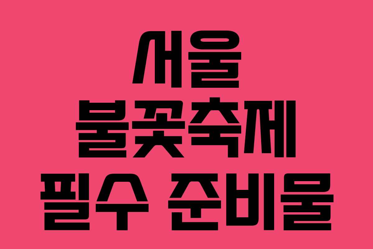 서울 불꽃축제 필수 준비물