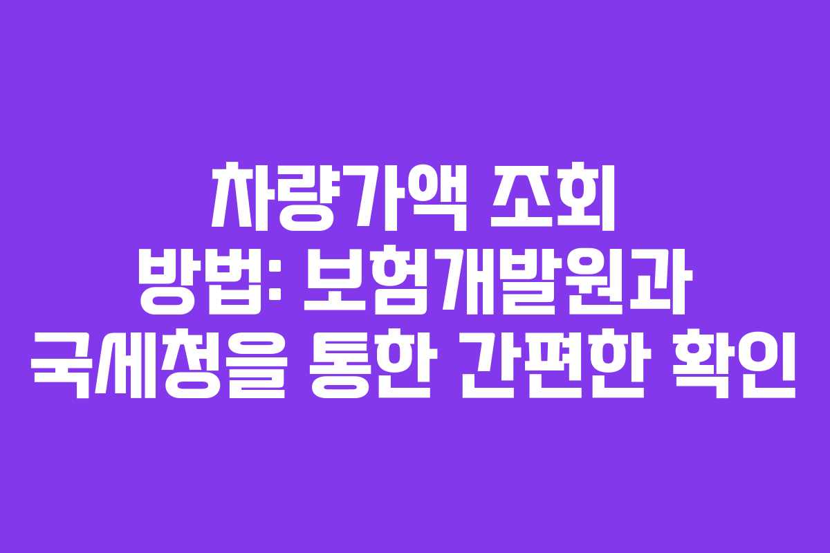 차량가액 조회 방법: 보험개발원과 국세청을 통한 간편한 확인