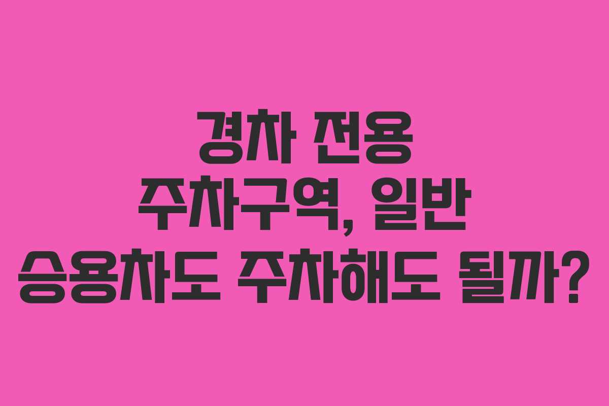 경차 전용 주차구역, 일반 승용차도 주차해도 될까?