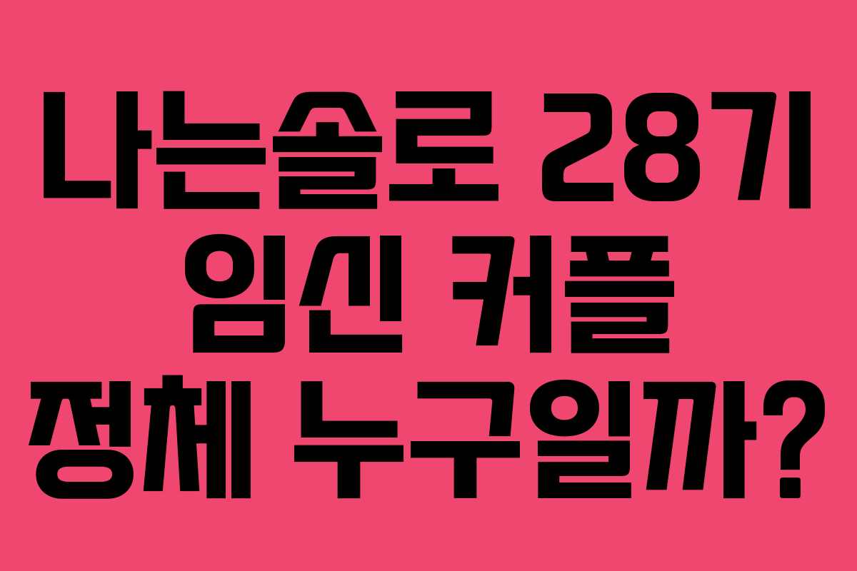 나는솔로 28기 임신 커플 정체 누구일까? 나는솔로 28기 임신 커플 정체 누구일까?