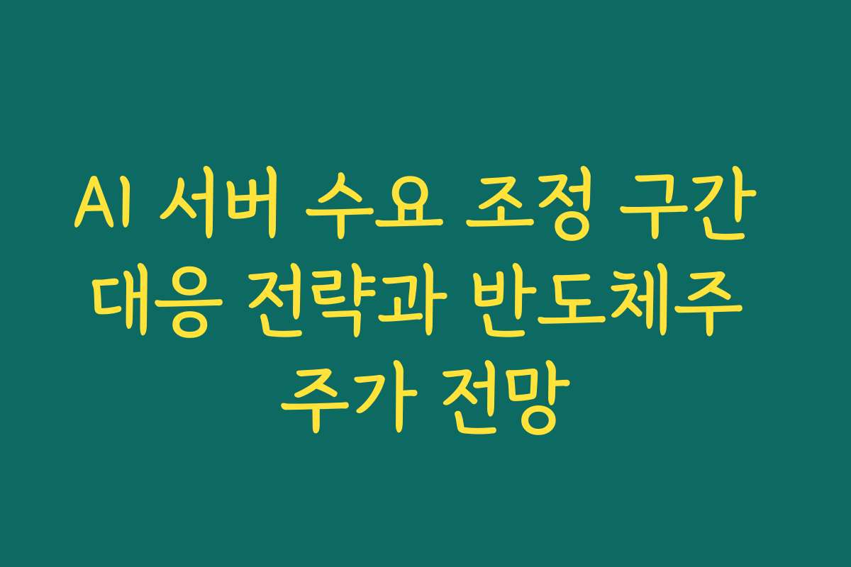 AI 서버 수요 조정 구간 대응 전략과 반도체주 주가 전망 AI 서버 수요 조정 구간 대응 전략과 반도체주 주가 전망