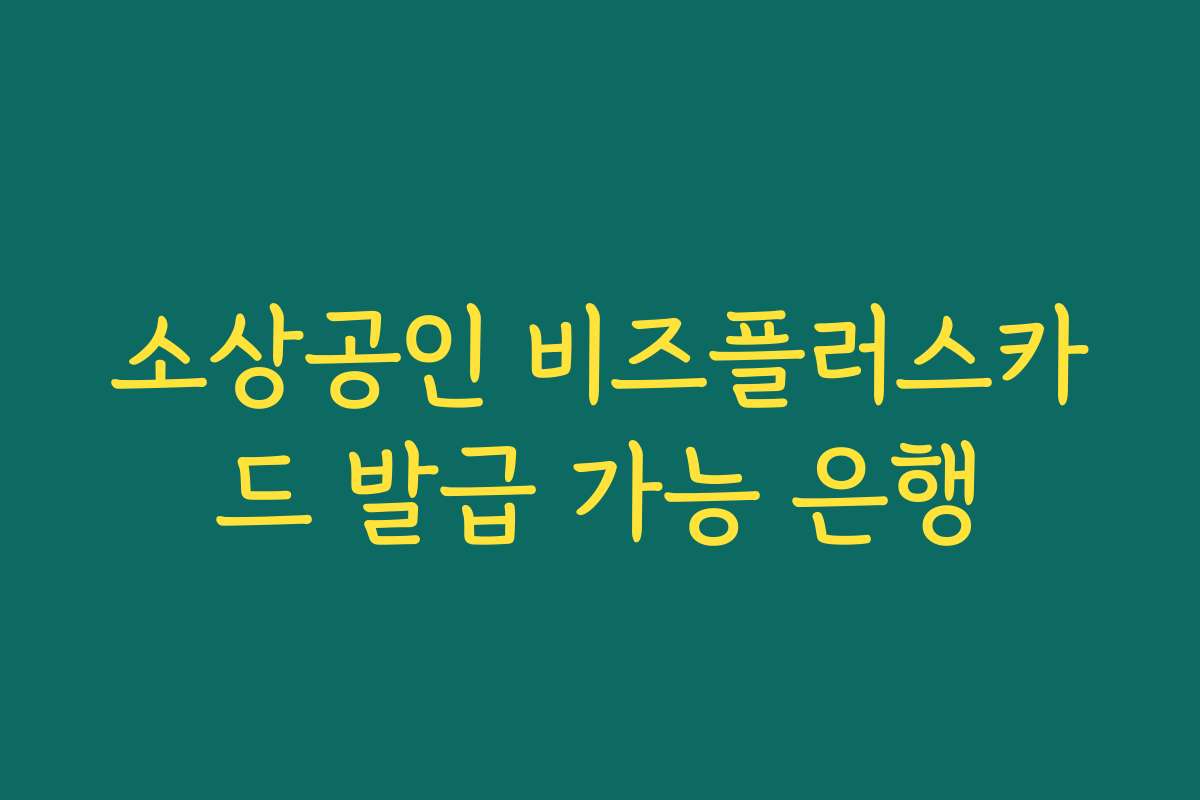 소상공인 비즈플러스카드 발급 가능 은행