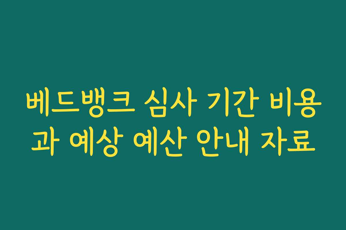 베드뱅크 심사 기간 비용과 예상 예산 안내 자료