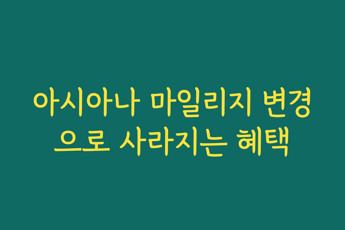 아시아나 마일리지 변경으로 사라지는 혜택