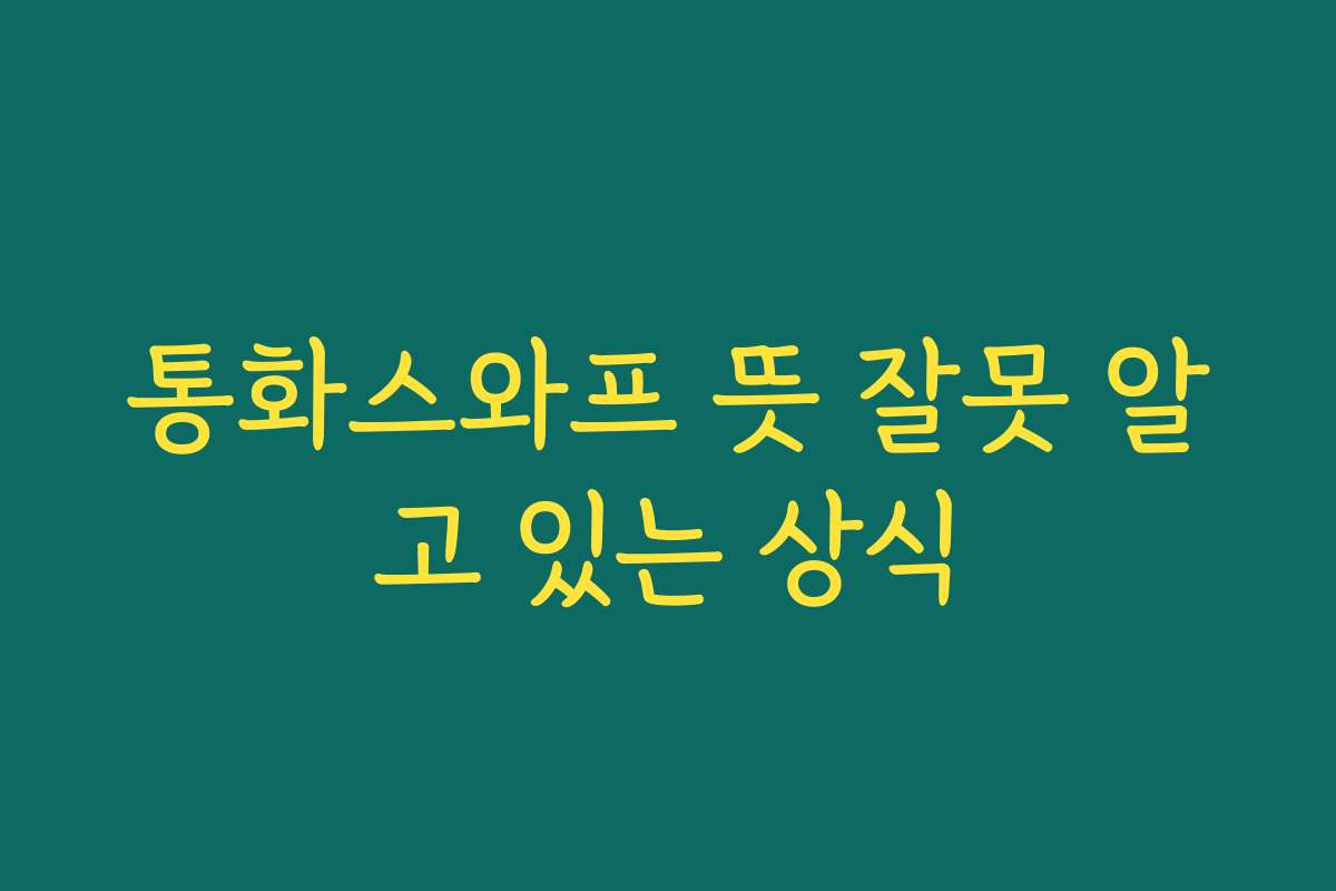통화스와프 뜻 잘못 알고 있는 상식