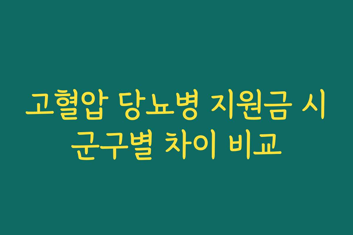 고혈압 당뇨병 지원금 시군구별 차이 비교