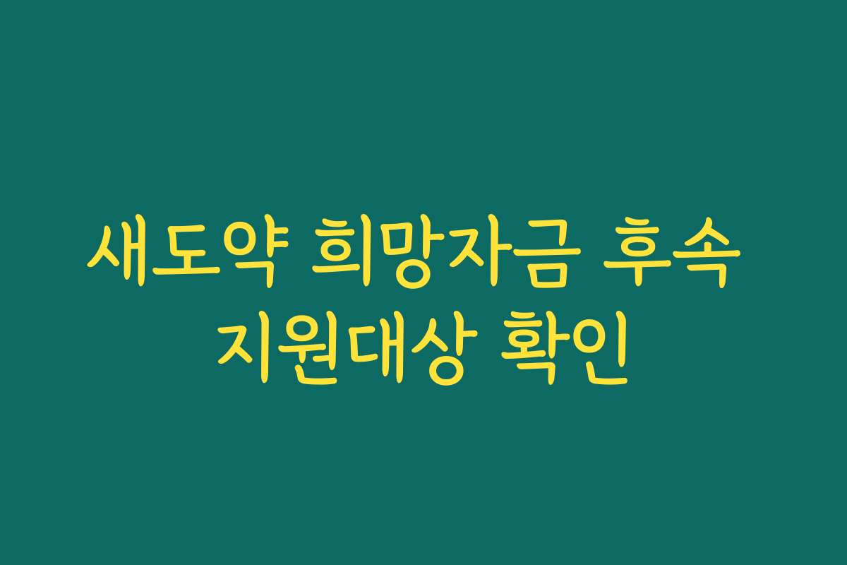 새도약 희망자금 후속 지원대상 확인