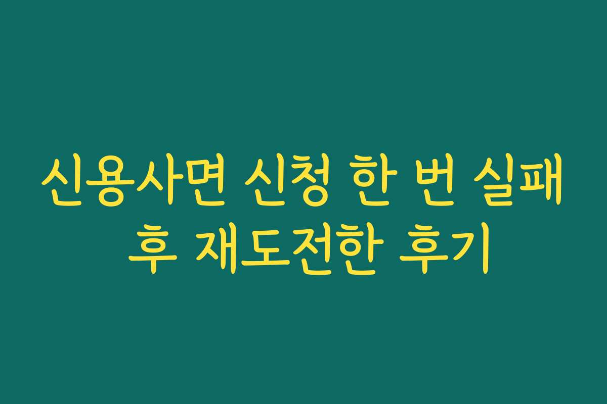 신용사면 신청 한 번 실패 후 재도전한 후기