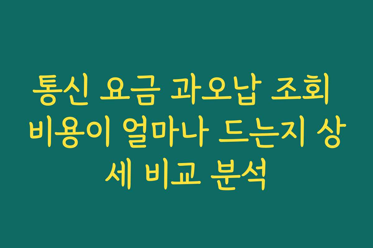 통신 요금 과오납 조회 비용이 얼마나 드는지 상세 비교 분석