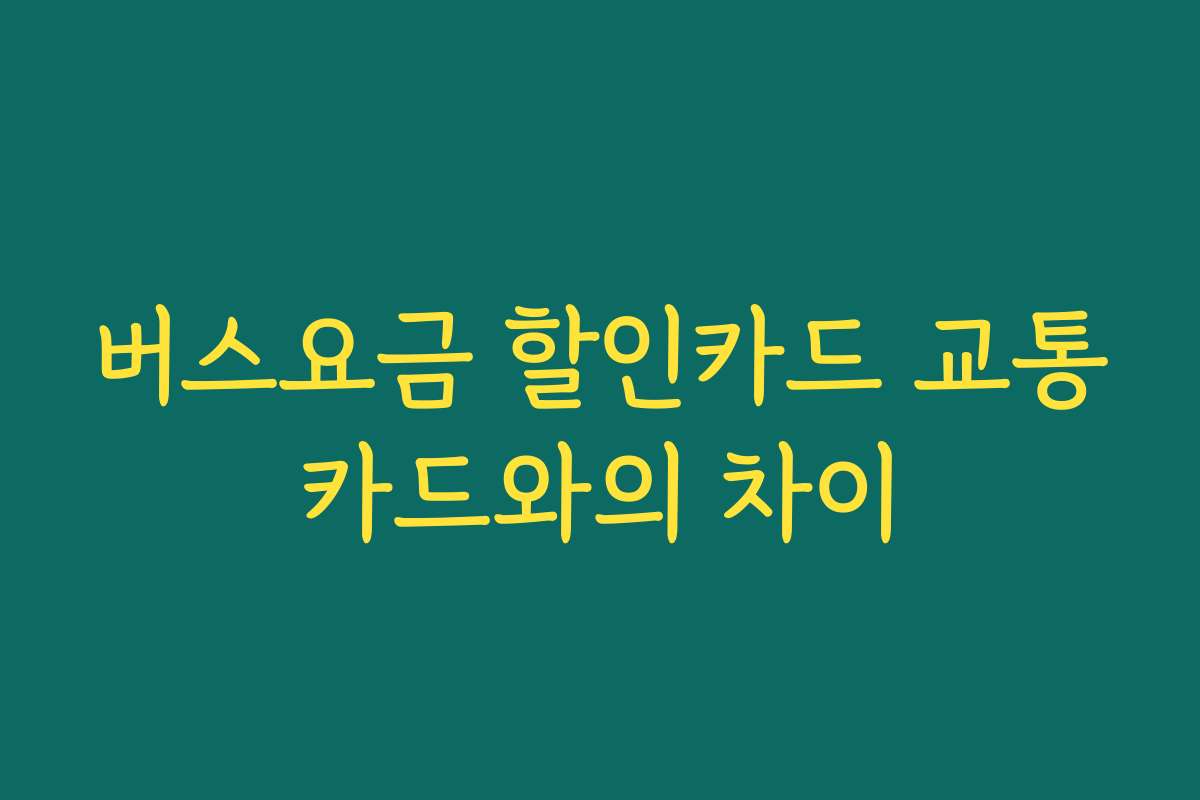 버스요금 할인카드 교통카드와의 차이