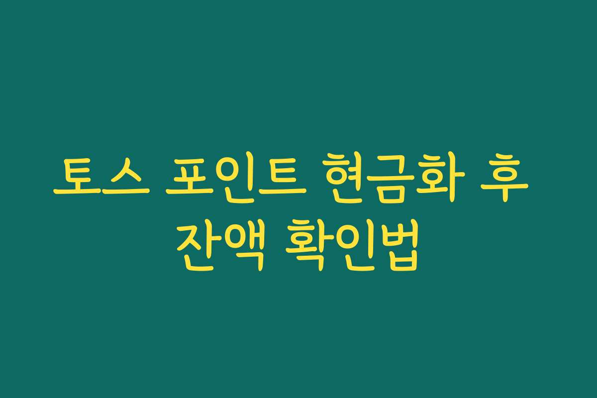 토스 포인트 현금화 후 잔액 확인법