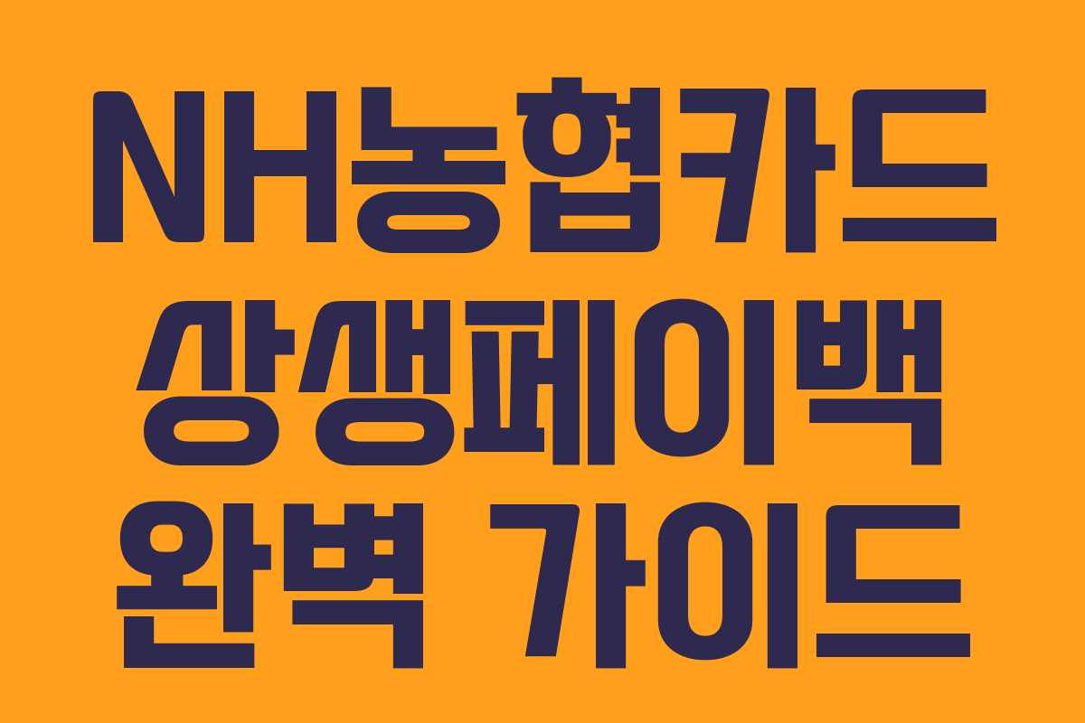 NH농협카드 상생페이백 완벽 가이드 NH농협카드 상생페이백 완벽 가이드