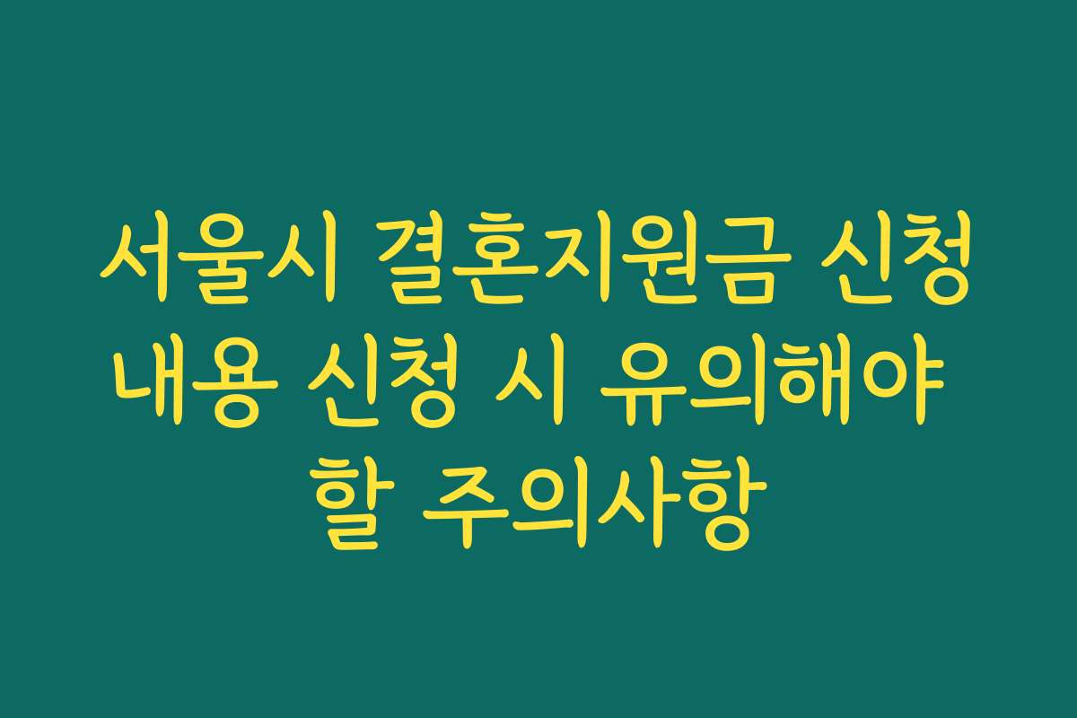 서울시 결혼지원금 신청내용 신청 시 유의해야 할 주의사항