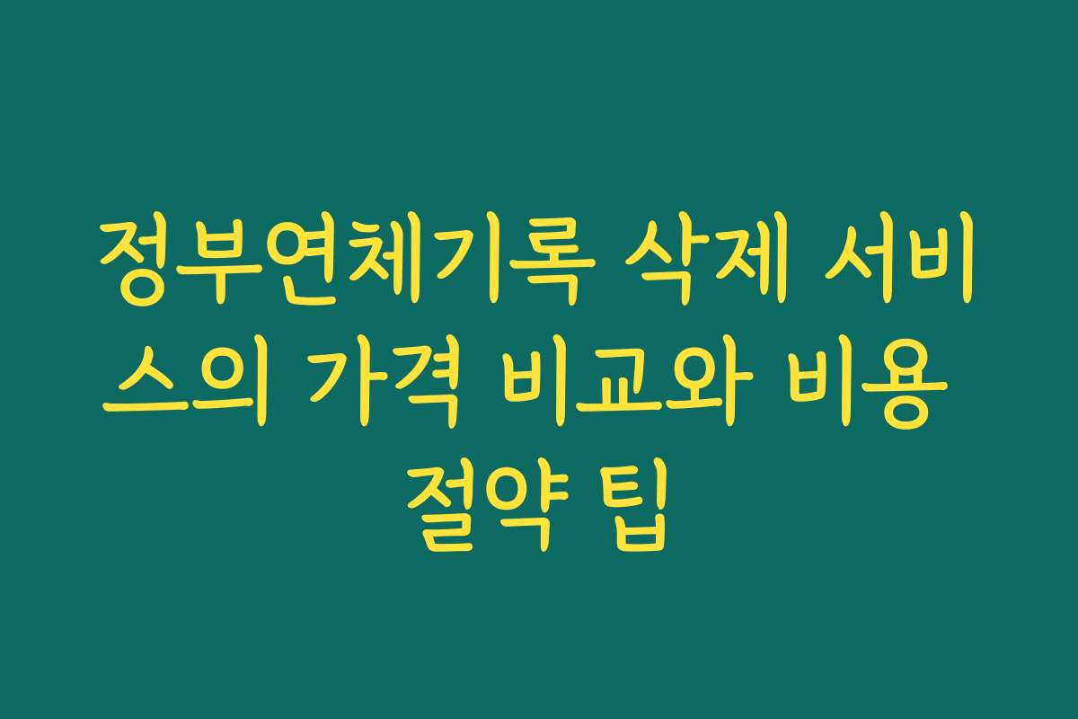 정부연체기록 삭제 서비스의 가격 비교와 비용 절약 팁