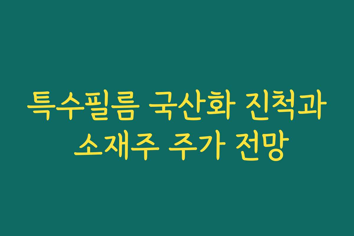 특수필름 국산화 진척과 소재주 주가 전망 특수필름 국산화 진척과 소재주 주가 전망