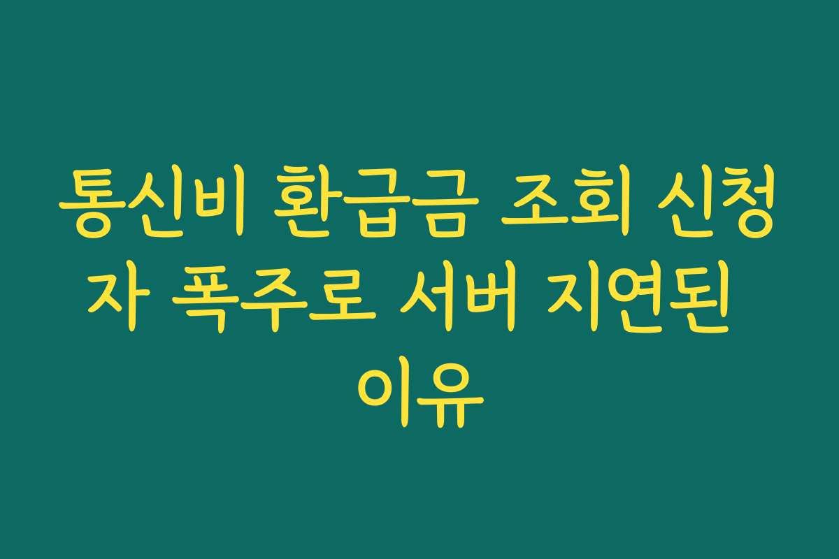 통신비 환급금 조회 신청자 폭주로 서버 지연된 이유