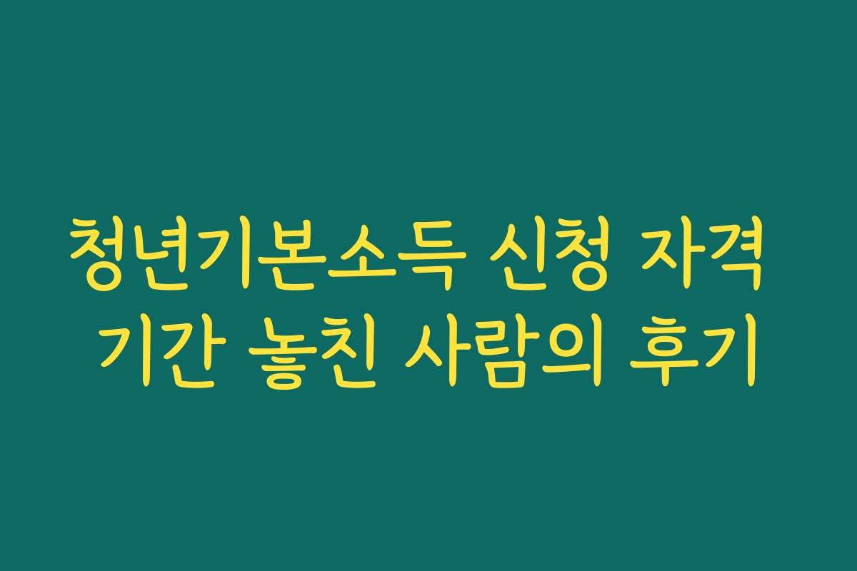 청년기본소득 신청 자격 기간 놓친 사람의 후기